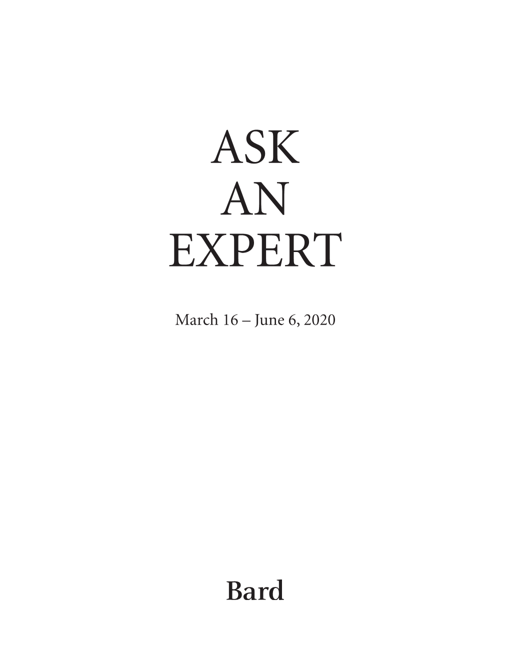 Ask an Expert 2020