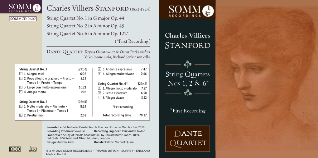 Charles Villiers Stanford (1852-1924) SOMMCD 0607 String Quartet No