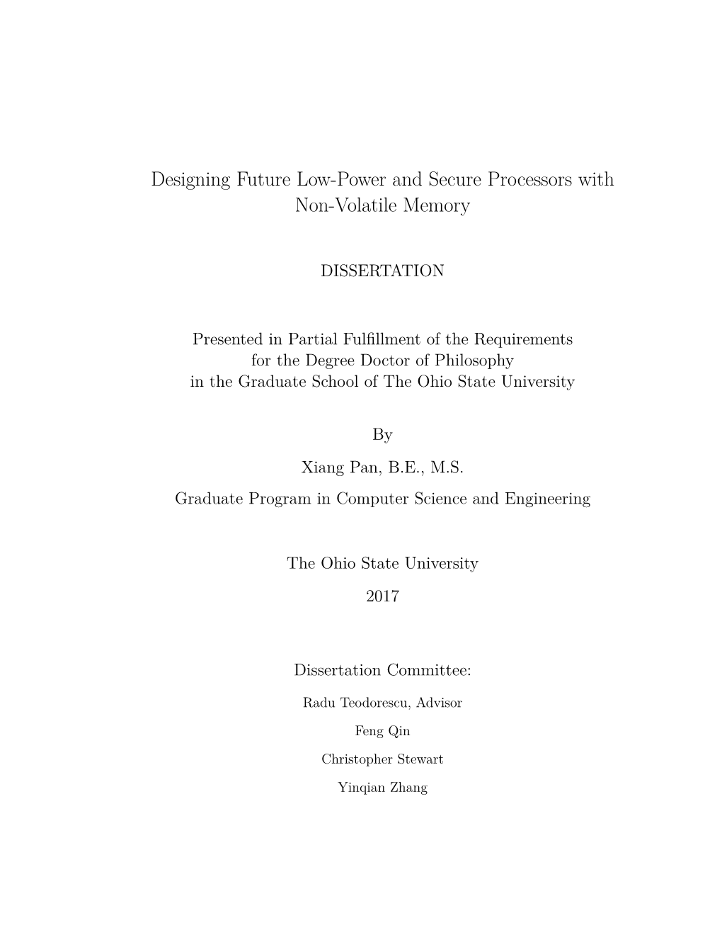 Designing Future Low-Power and Secure Processors with Non-Volatile Memory