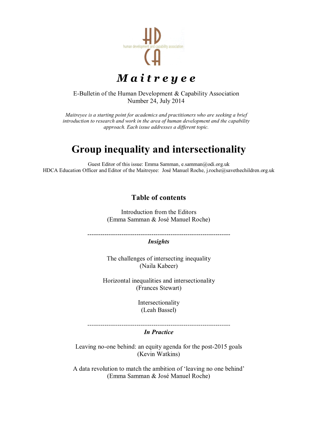 Group Inequality and Intersectionality M a I T R E Y
