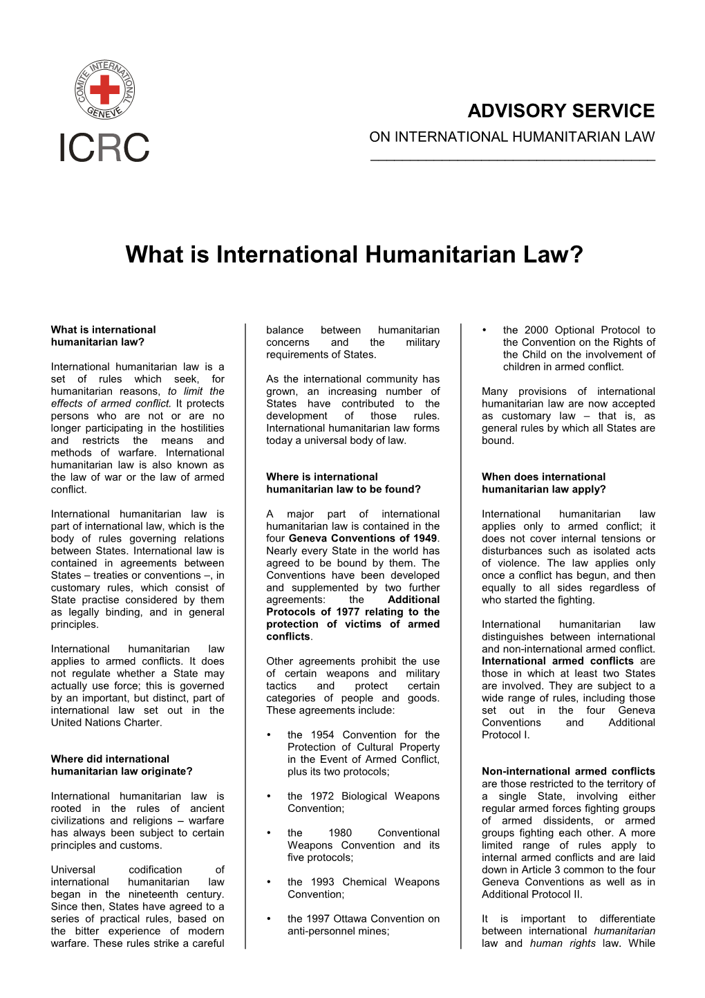 What Is International Humanitarian Law?