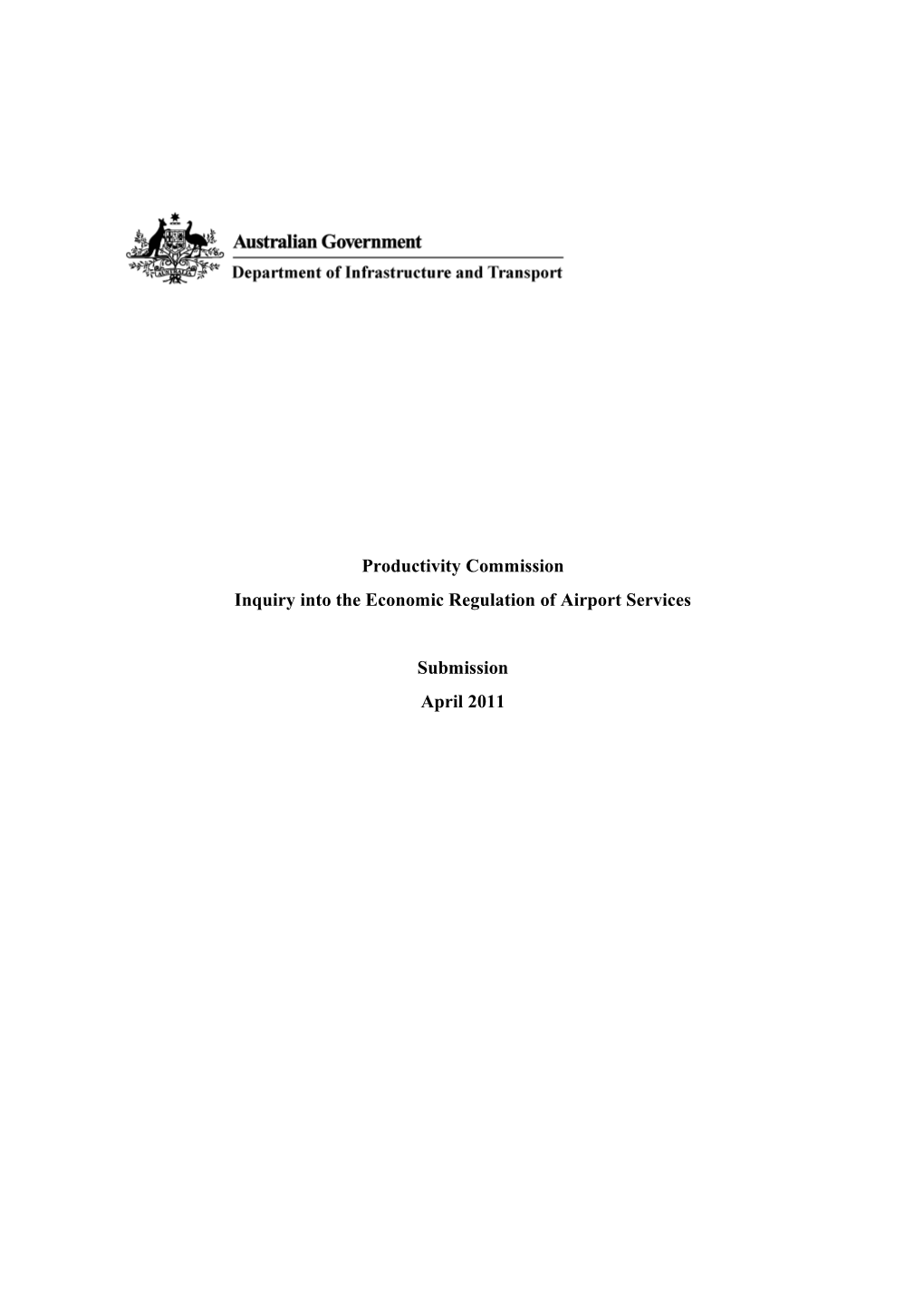 Submission 43 - Department of Infrastructure and Transport - Economic Regulation of Airport