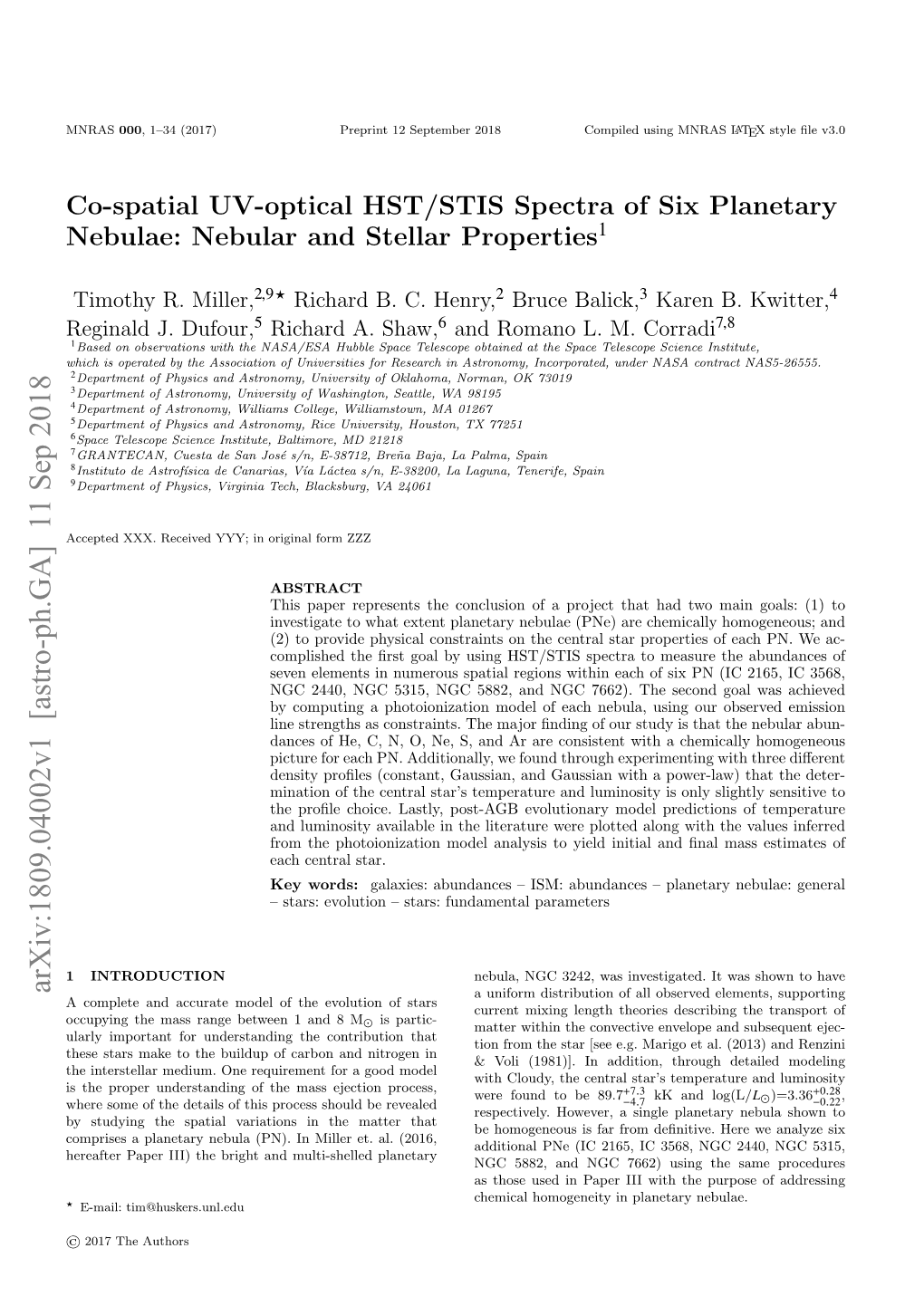 Co-Spatial UV-Optical HST/STIS Spectra of Six Planetary Nebulae: Nebular and Stellar Properties1