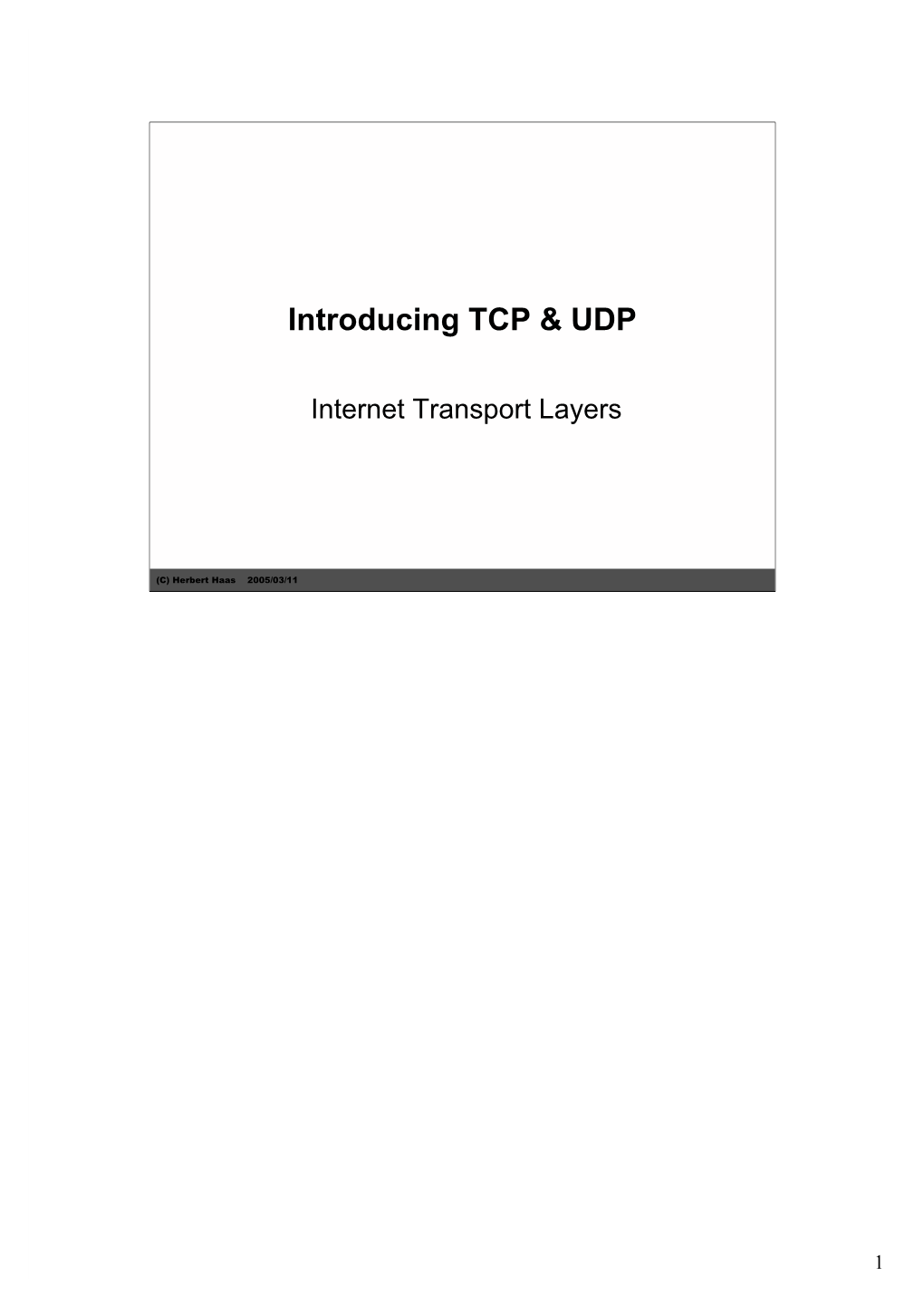 Introducing TCP &