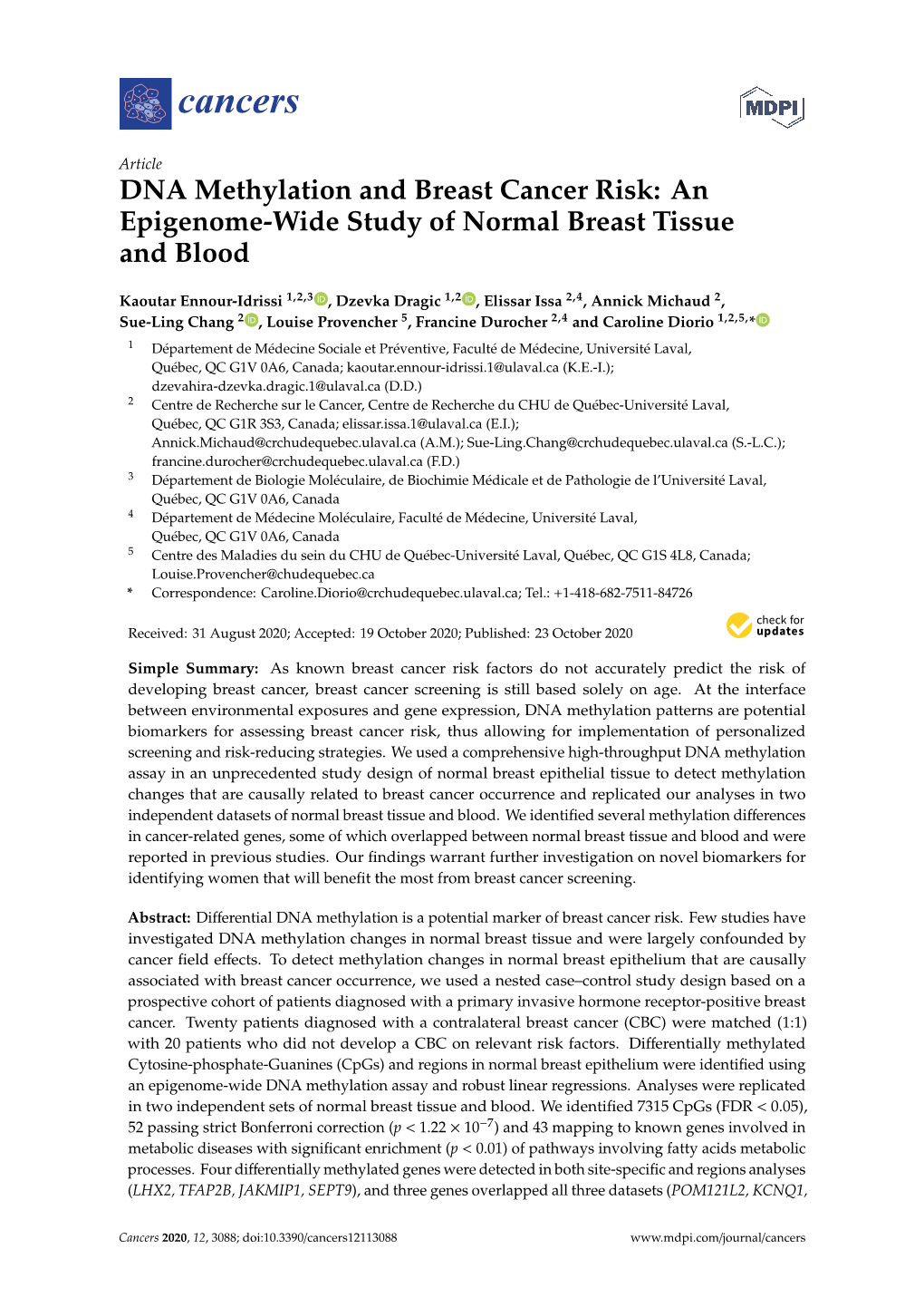 DNA Methylation and Breast Cancer Risk: an Epigenome-Wide Study of Normal Breast Tissue and Blood