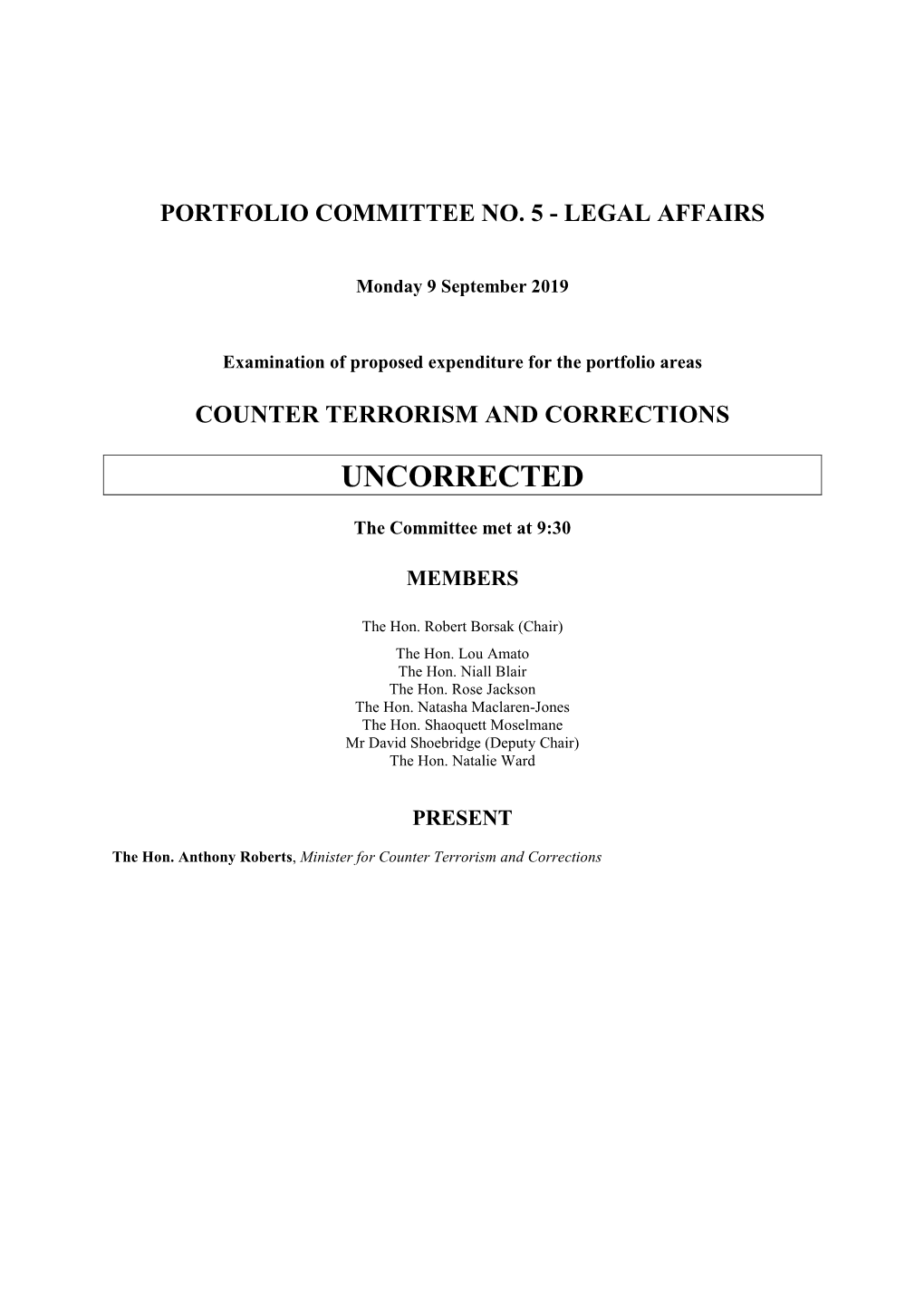 Counter Terrorism and Corrections