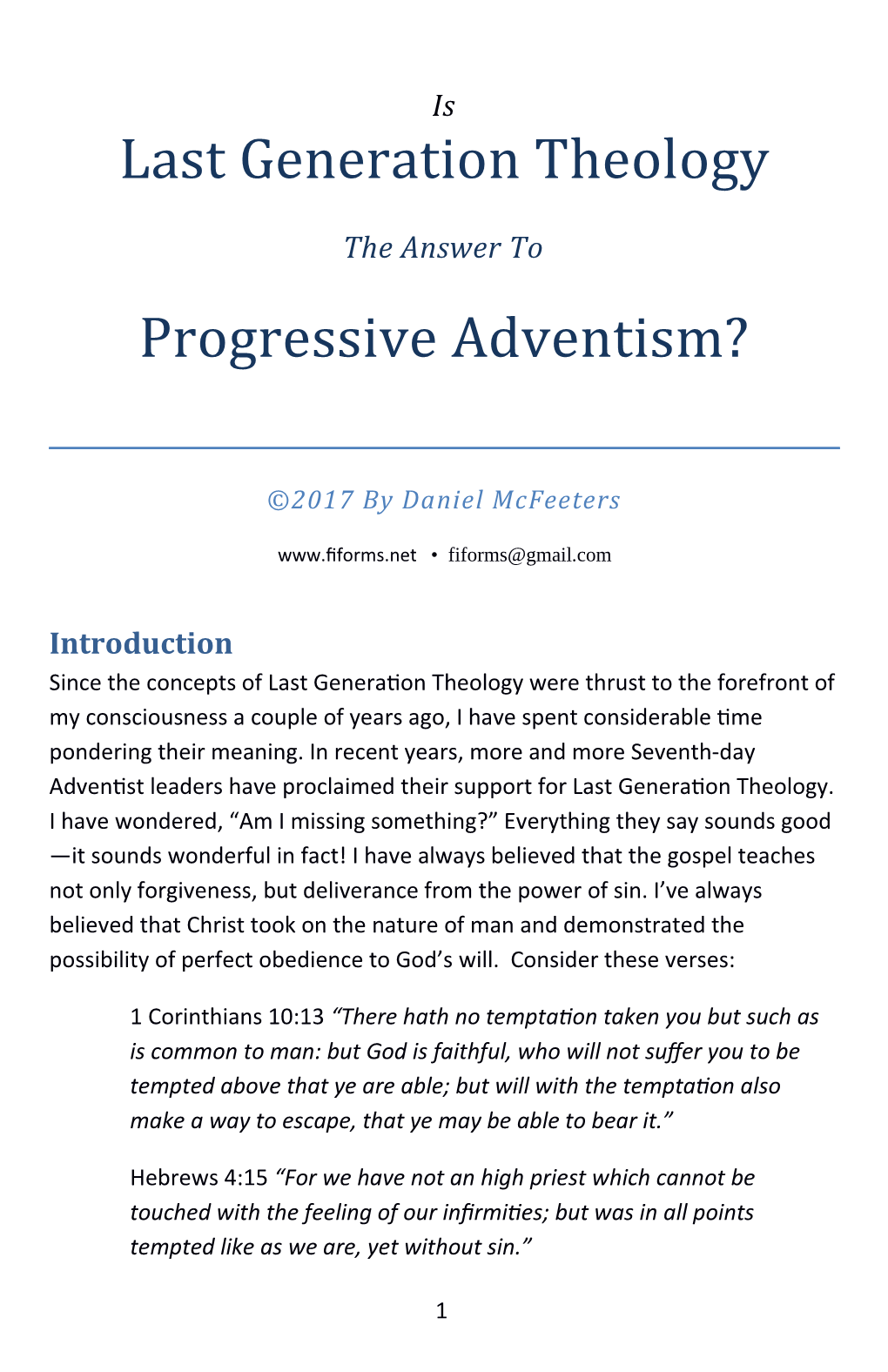 Is Last Generation Theology the Answer to Progressive Adventism?