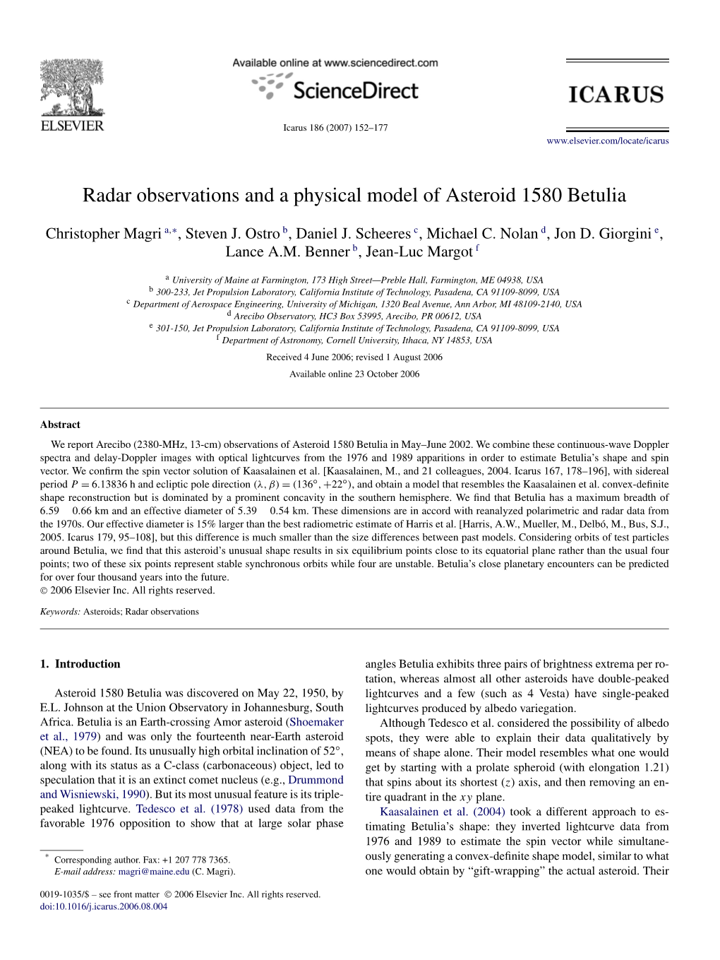 Radar Observations and a Physical Model of Asteroid 1580 Betulia