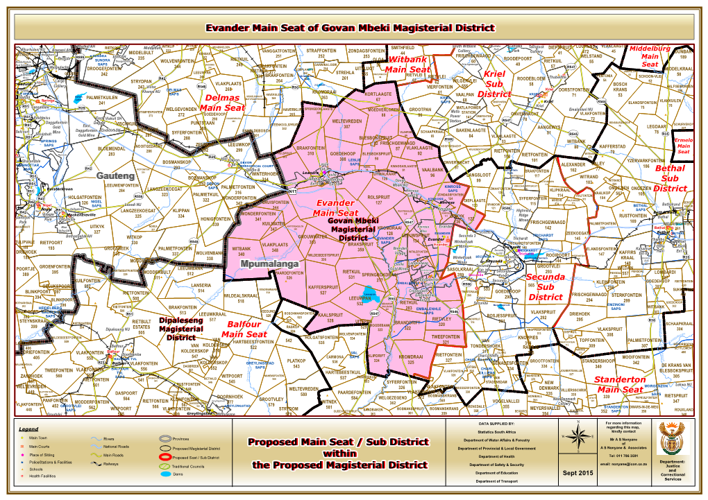 Gauteng Mpumalanga Proposed Main Seat / Sub District Within The