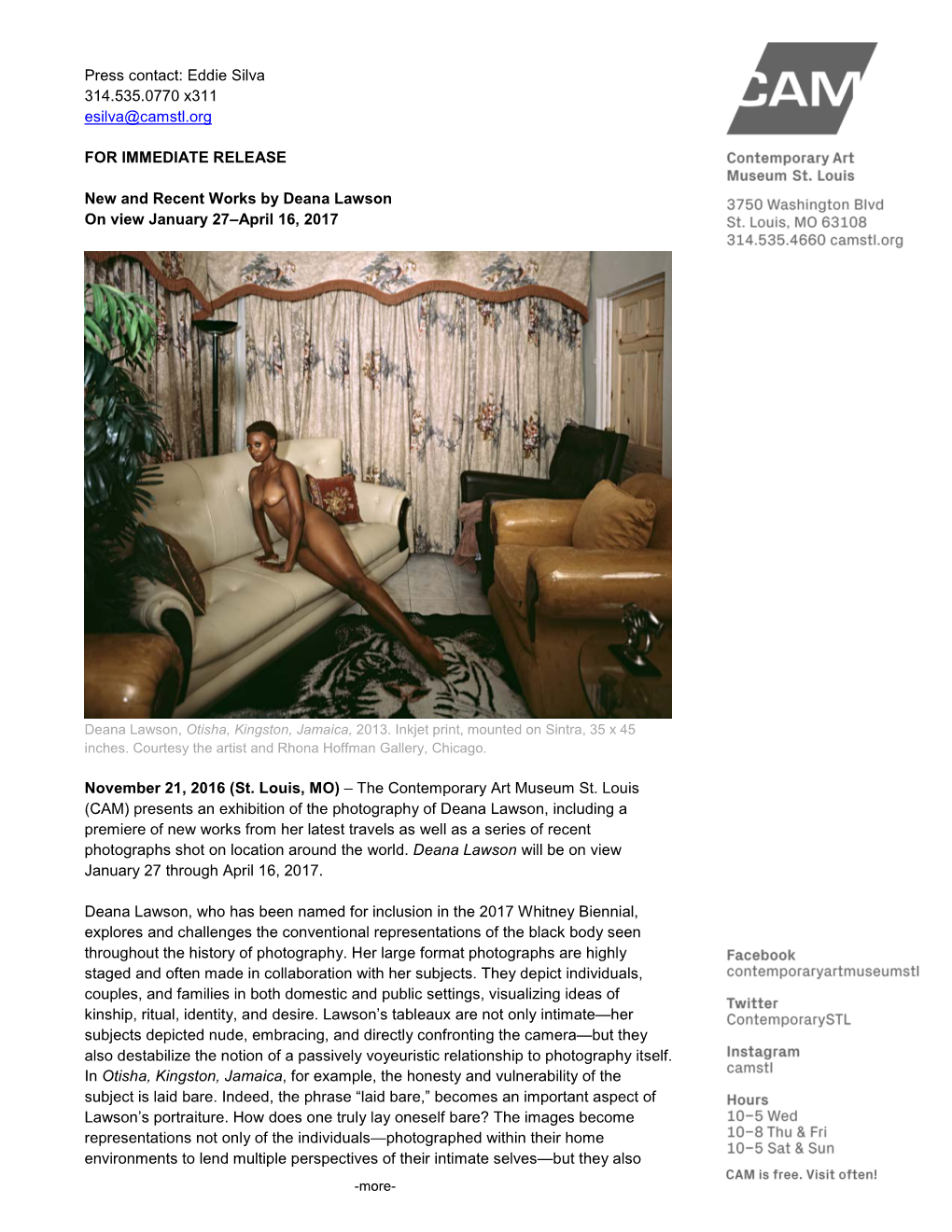 New and Recent Works by Deana Lawson on View January 27–April 16, 2017