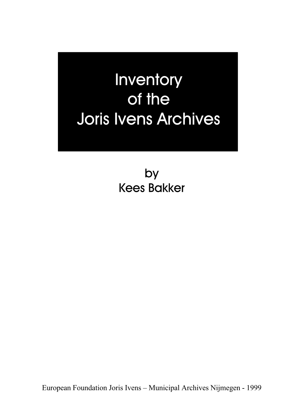 Joris Ivens Archives