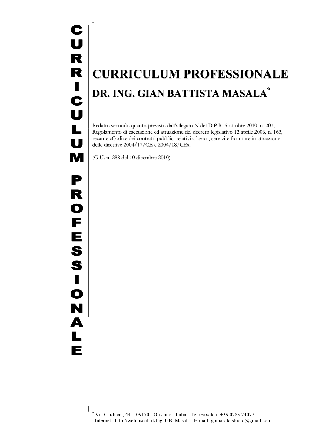 Curriculum Professionale Dr