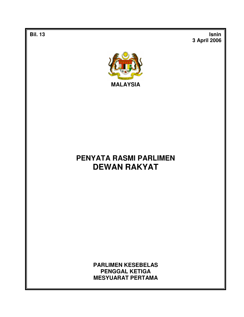 Penyata Rasmi Parlimen Dewan Rakyat