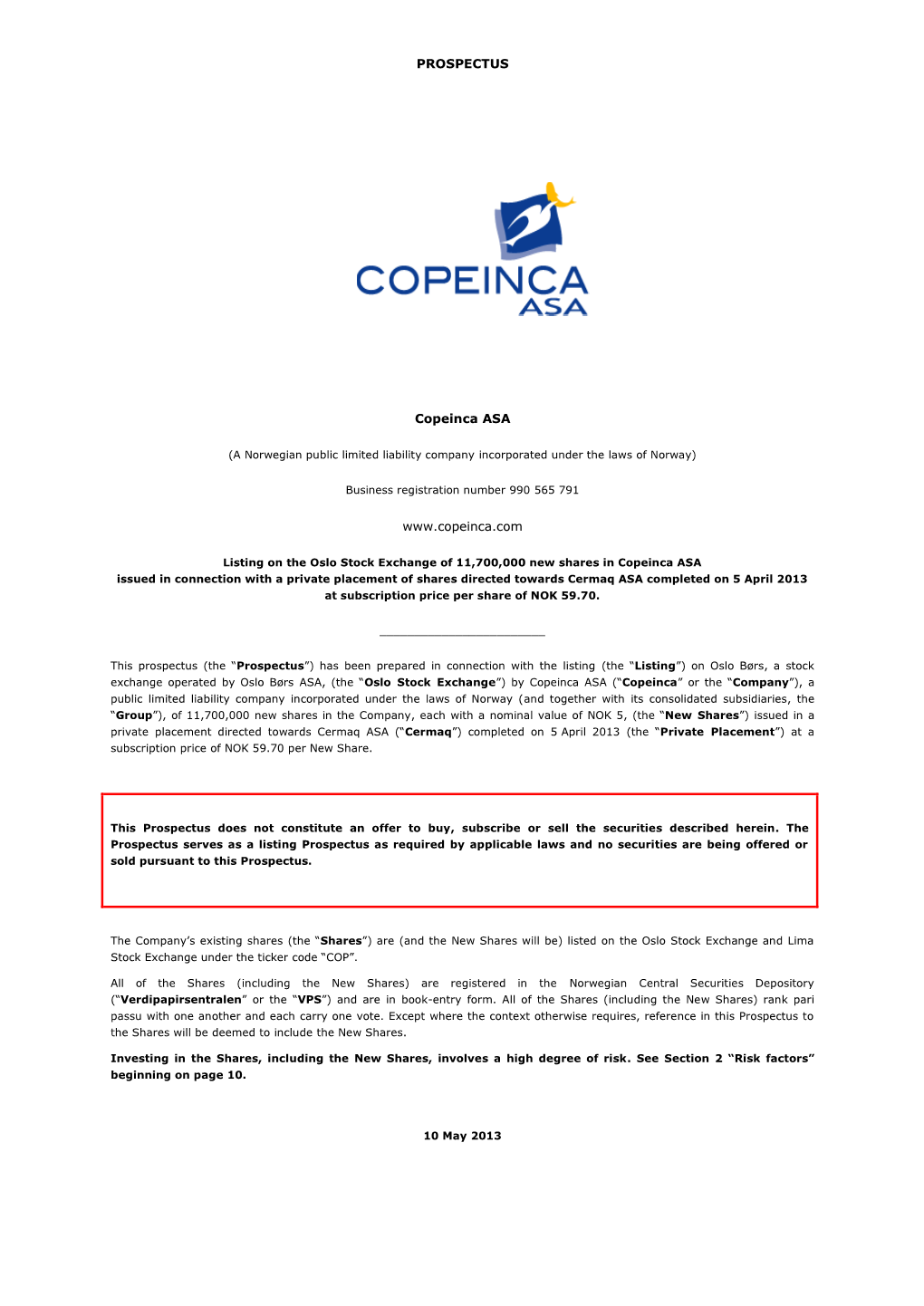 PROSPECTUS Copeinca