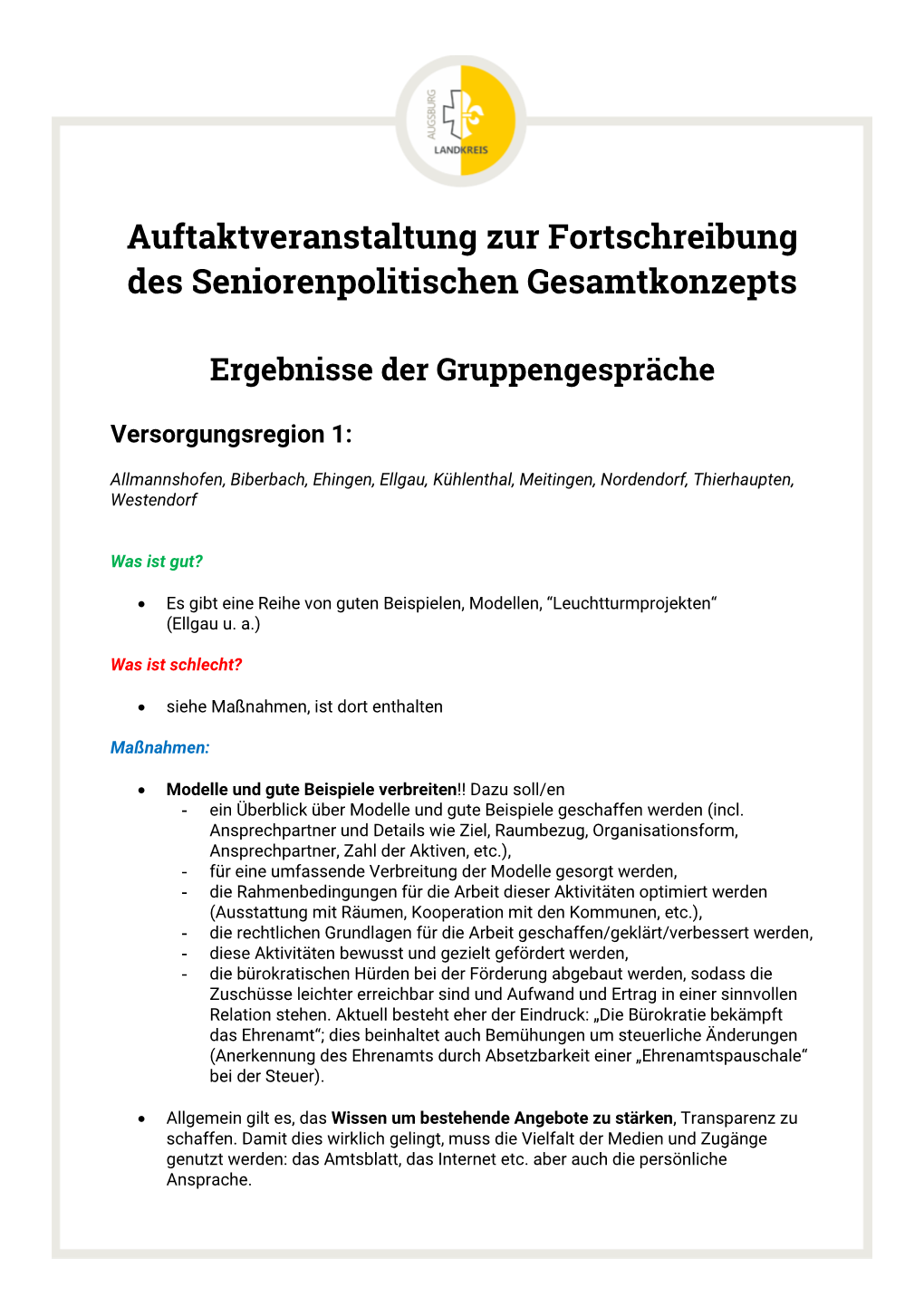 Ergebnisse Aus Den Gruppengesprächen