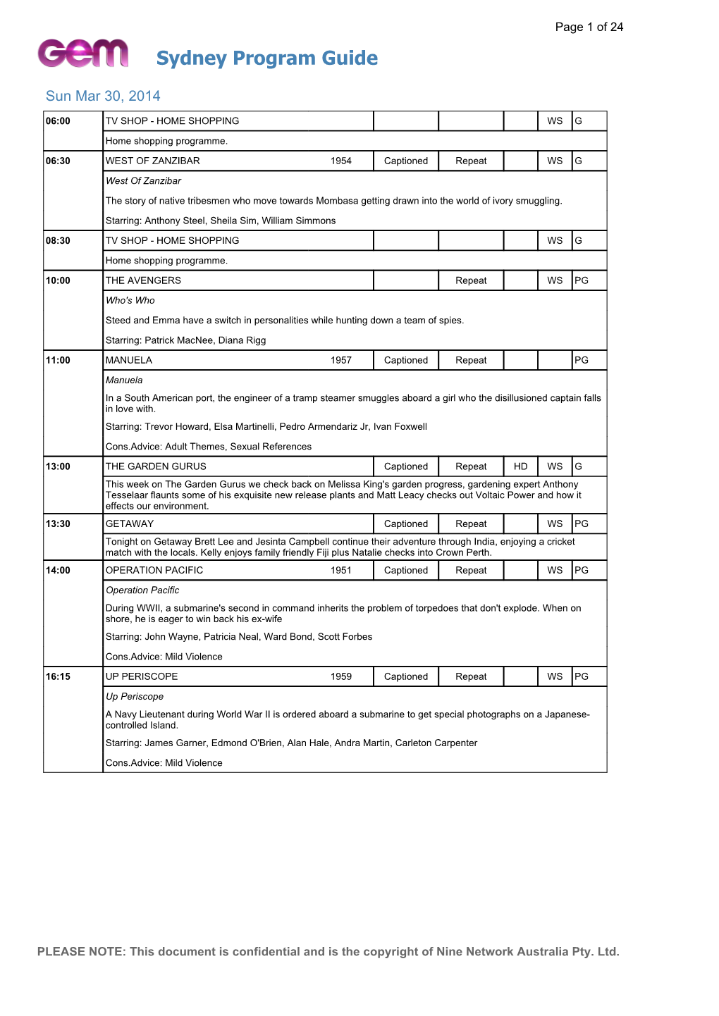 Sydney Program Guide