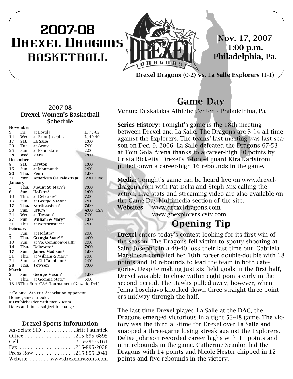 2007-08 Drexel Dragons Basketball N