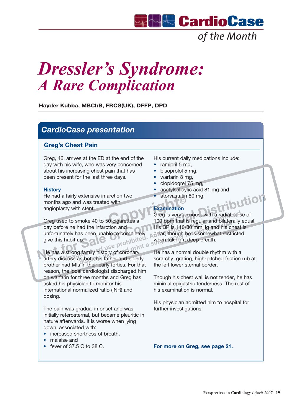 Dressler's Syndrome