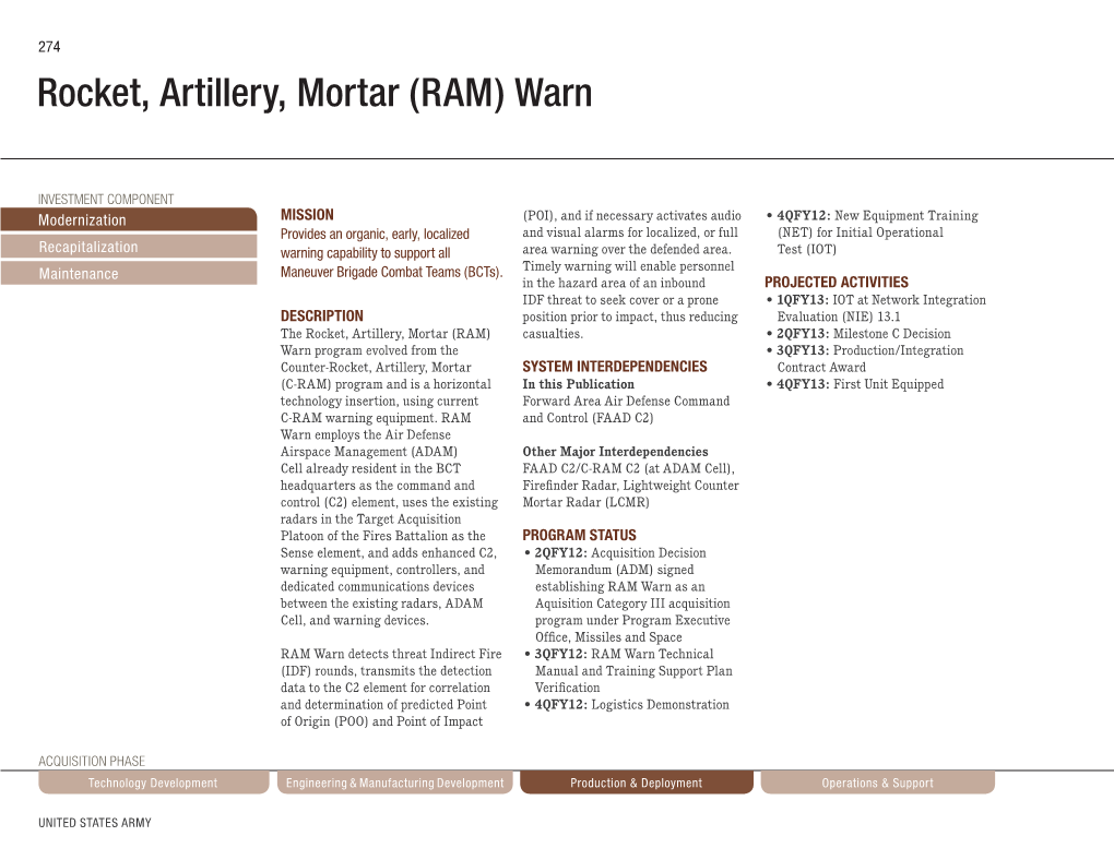 Rocket, Artillery, Mortar (RAM) Warn