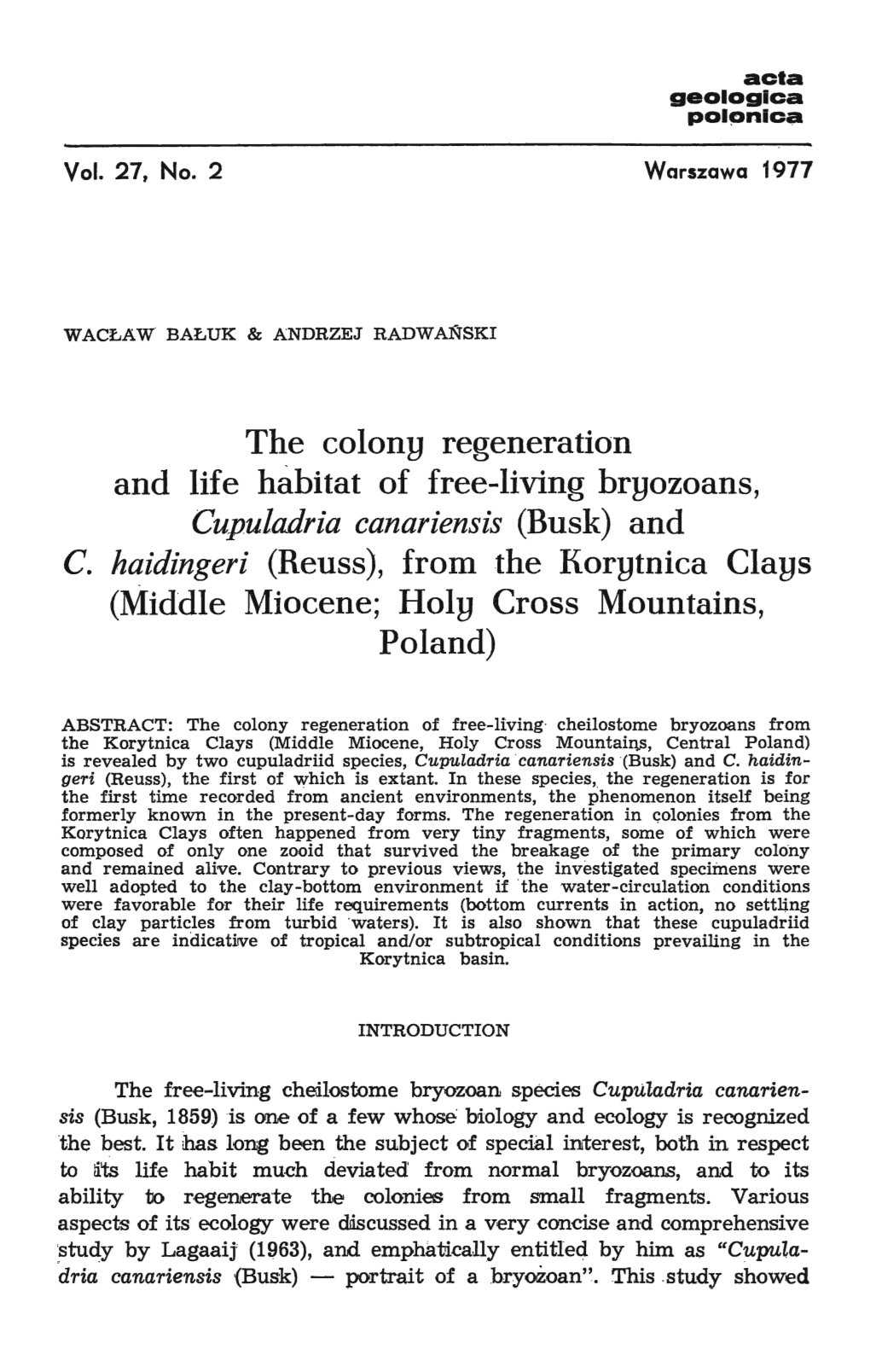 From the Korytnica Clays (Middle Miocene; Holy Cross Mountains, Poland)