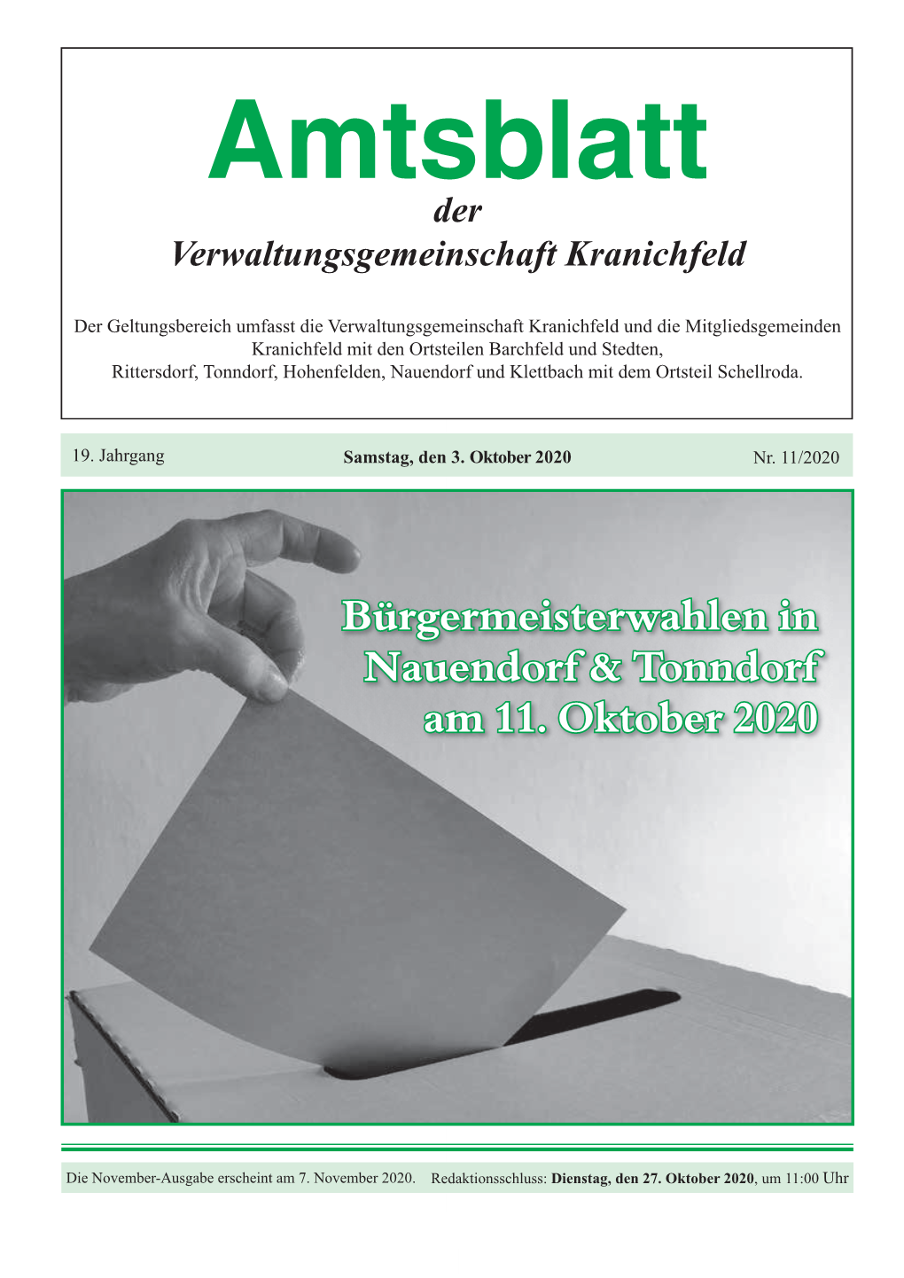 Bürgermeisterwahlen in Nauendorf & Tonndorf Am 11. Oktober 2020
