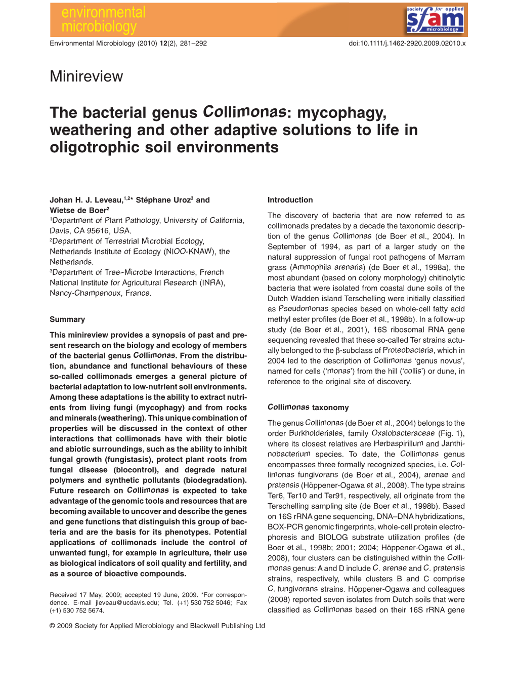 Minireview the Bacterial Genus Collimonas
