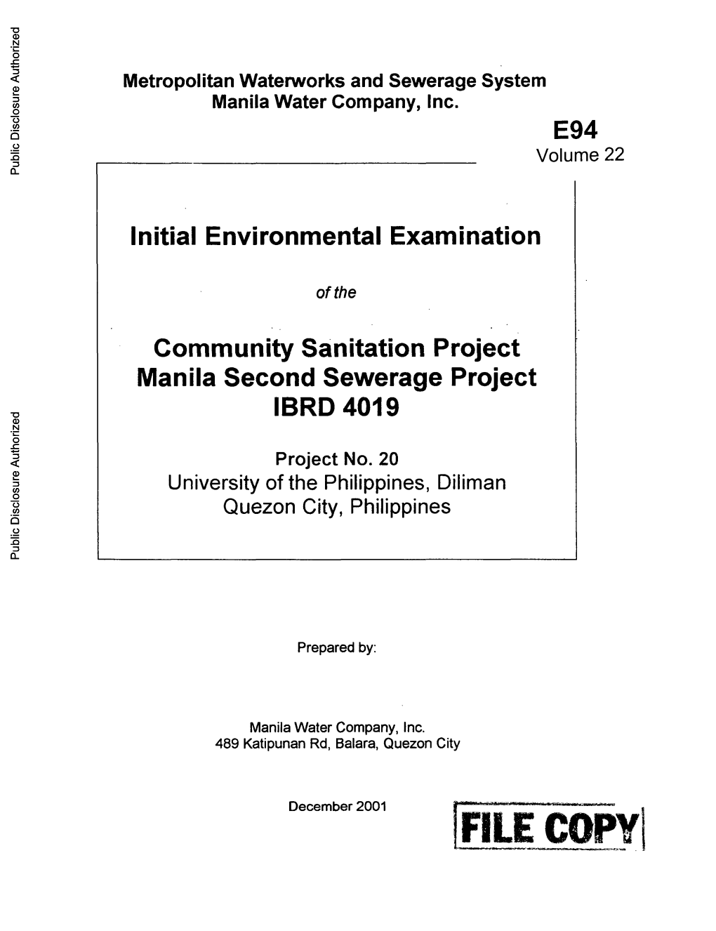 Initial Environmental Examination of The
