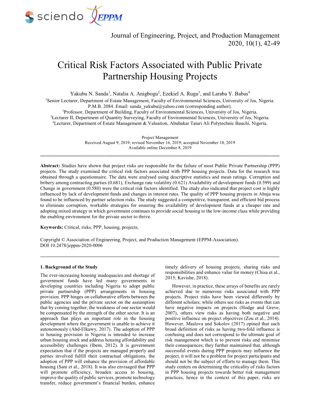 Critical Risk Factors Associated with Public Private Partnership Housing Projects