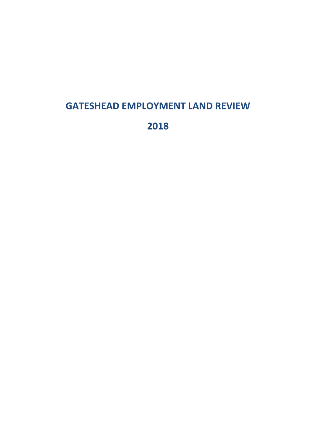 Gateshead Employment Land Review 2018