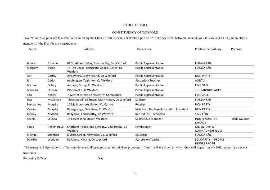 Notice of Poll February 2020