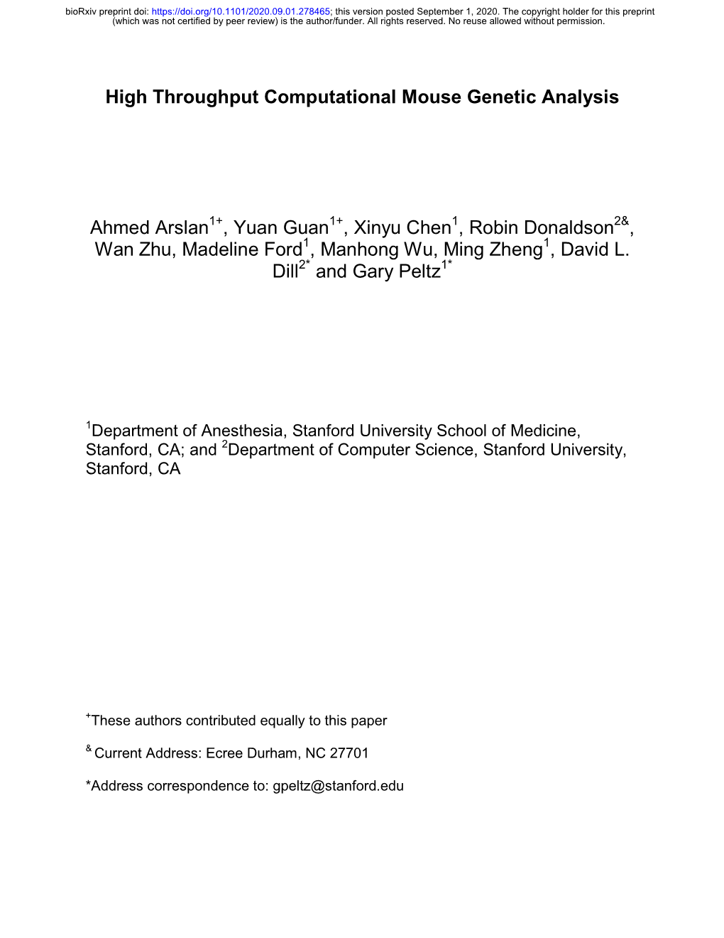 High Throughput Computational Mouse Genetic Analysis