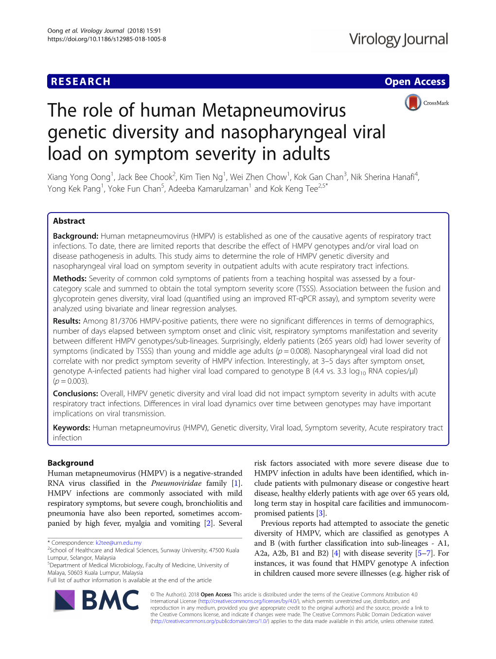 The Role of Human Metapneumovirus Genetic Diversity And