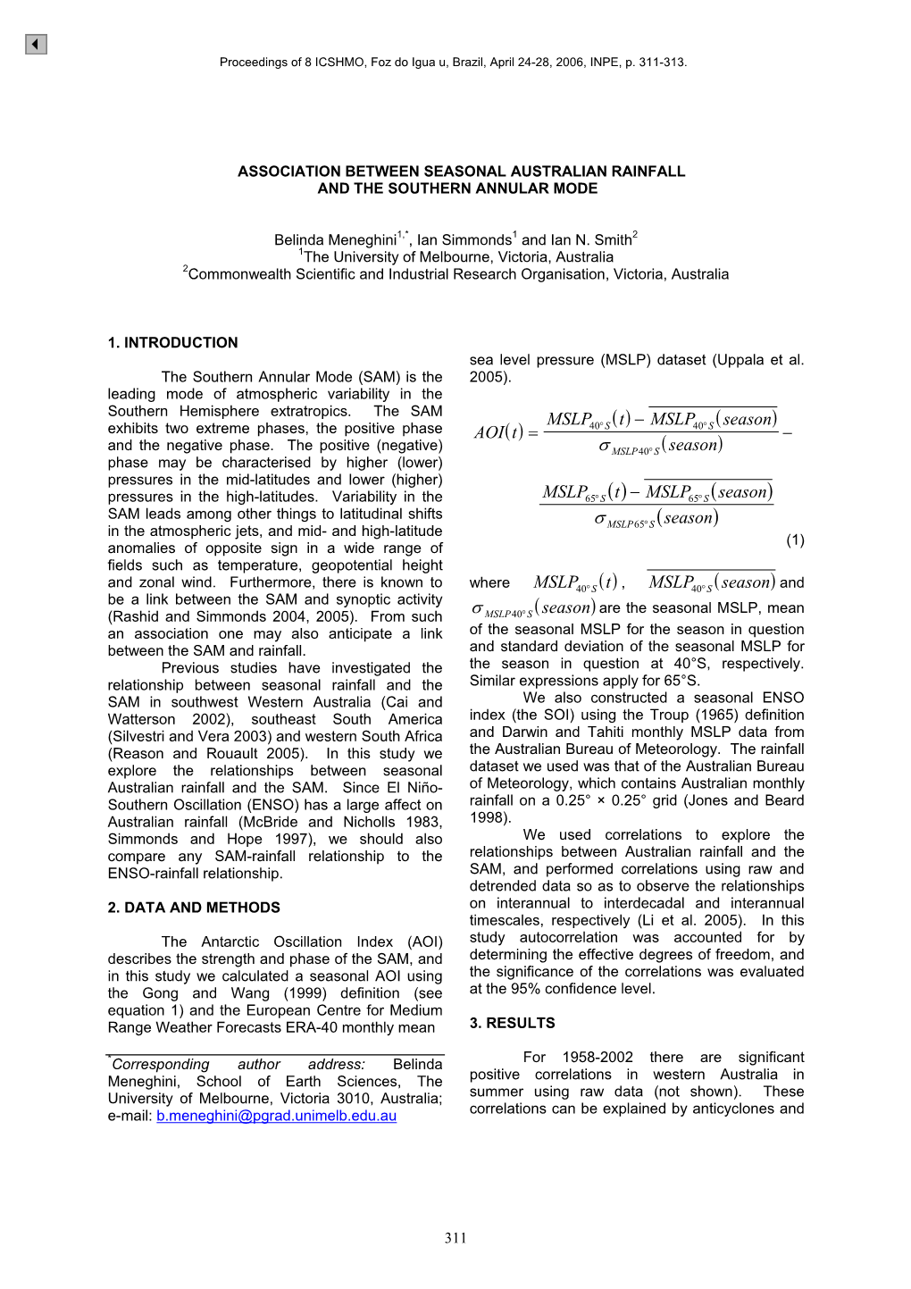 Association Between Seasonal Australian Rainfall and the Southern Annular Mode