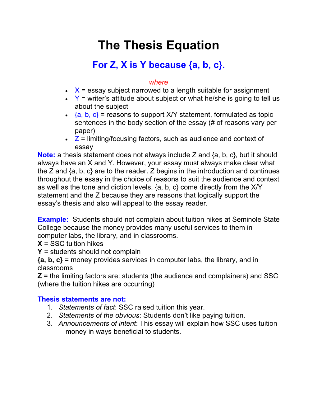 The Thesis Equation