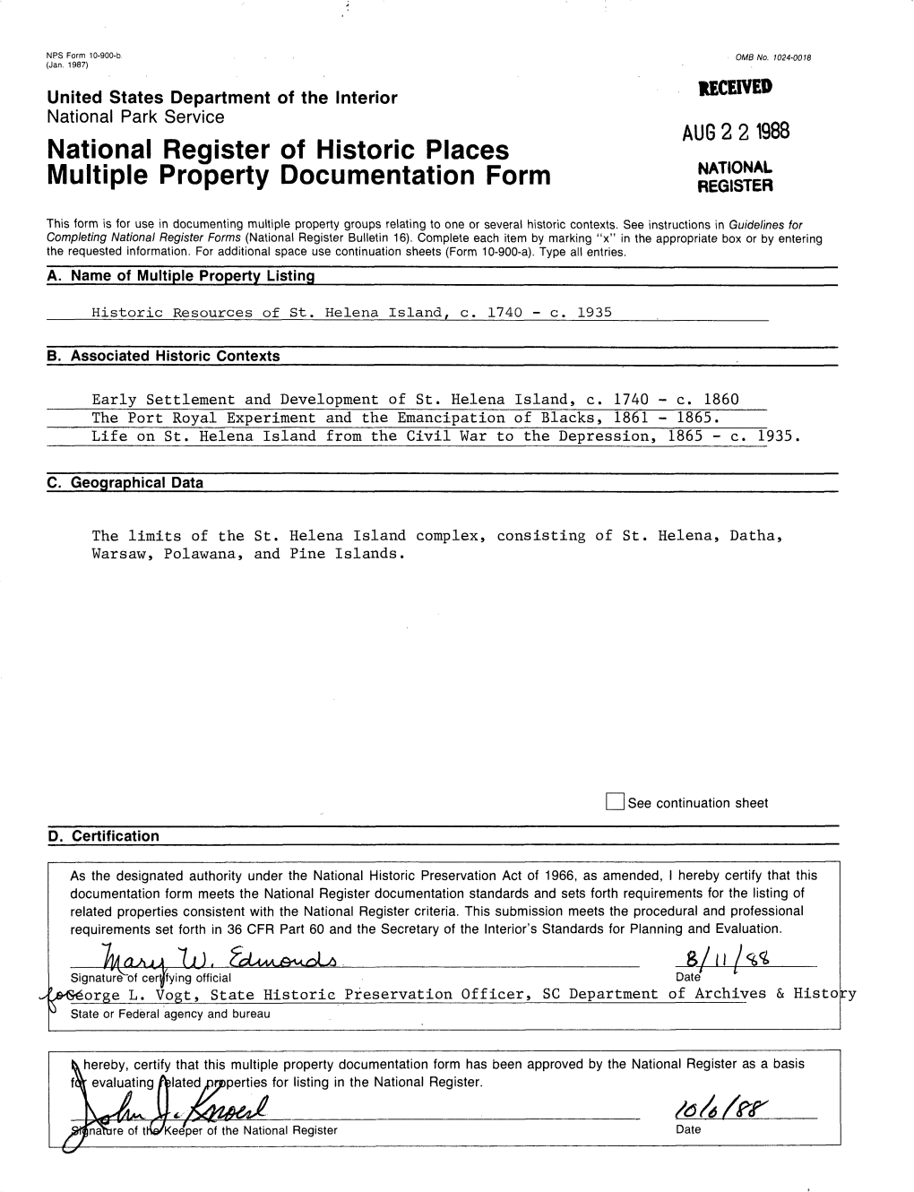 National Register of Historic Places Multiple Property Documentation Form REGISTER