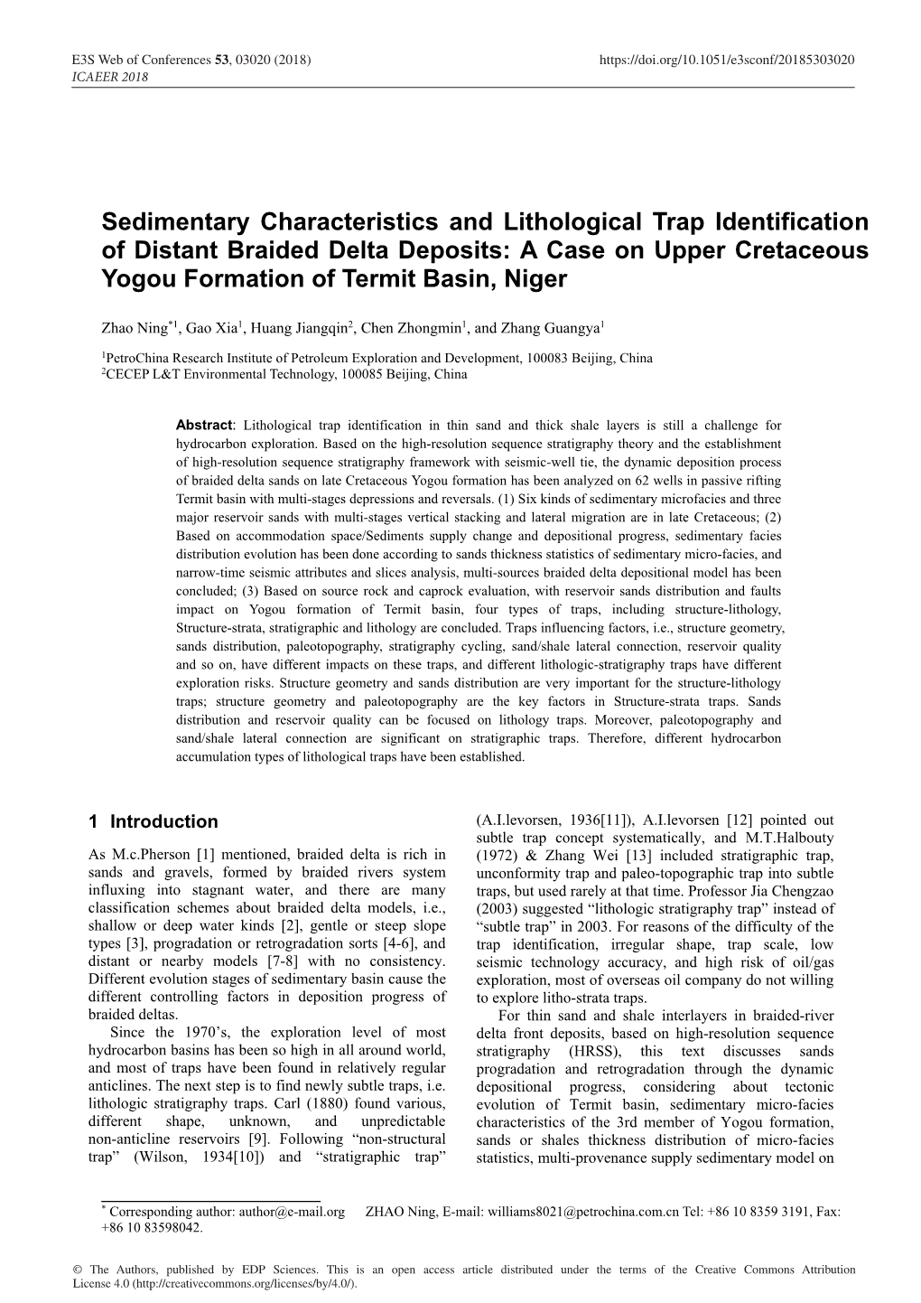 Sedimentary Characteristics and Lithological Trap Identification of Distant Braided Delta Deposits: a Case on Upper Cretaceous Yogou Formation of Termit Basin, Niger