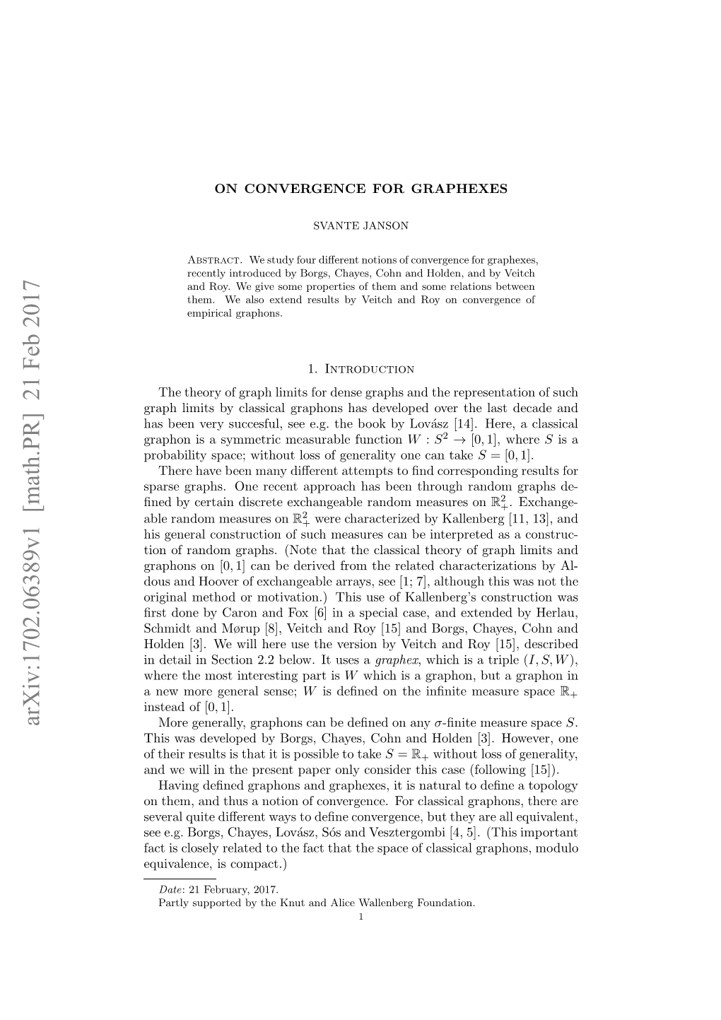 On Convergence for Graphexes