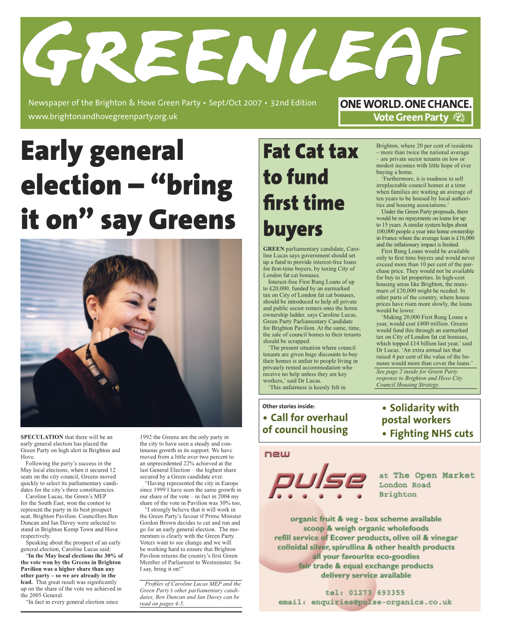 Early General Election – “Bring It On” Say Greens