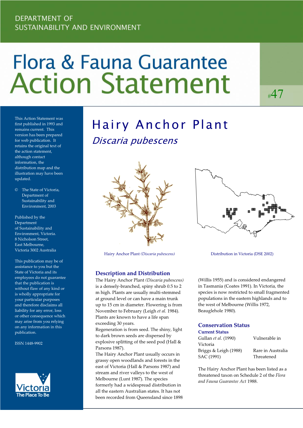 Hairy Anchor Plant Version Has Been Prepared for Web Publication