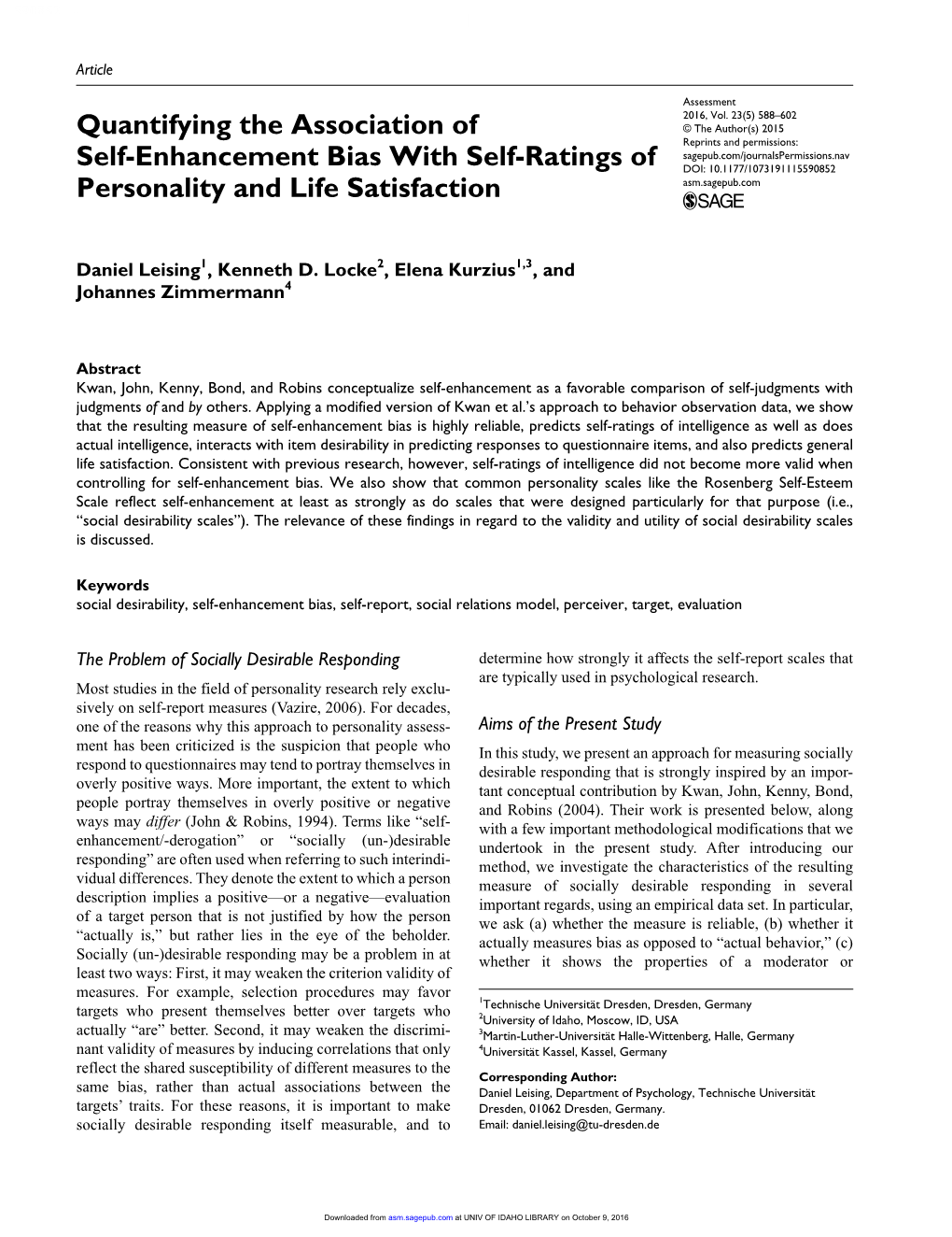 Quantifying the Association of Self