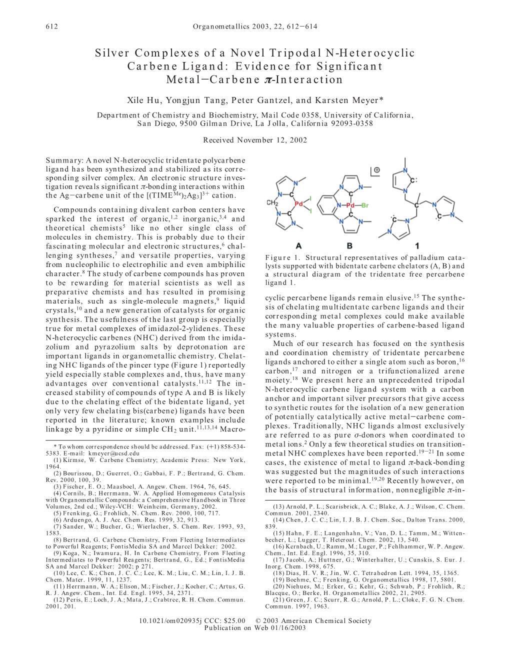 Silver Complexes of a Novel Tripodal N-Heterocyclic Carbene Ligand: Evidence for Significant Metal-Carbene Π-Interaction