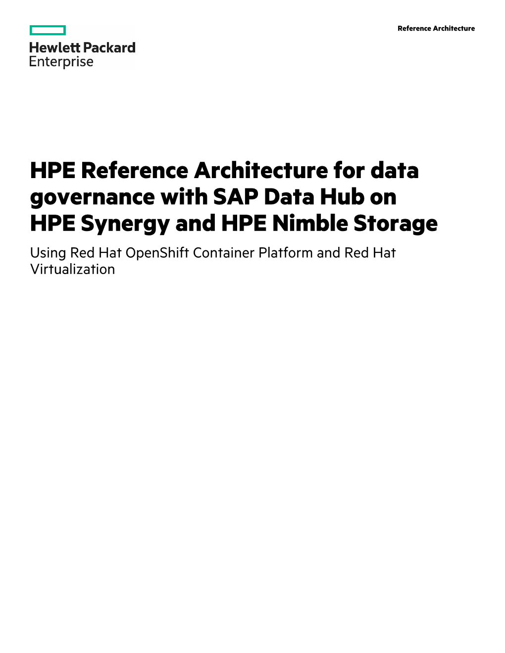 HPE Reference Architecture for Data Governance with SAP Data Hub on HPE Synergy and HPE Nimble Storage