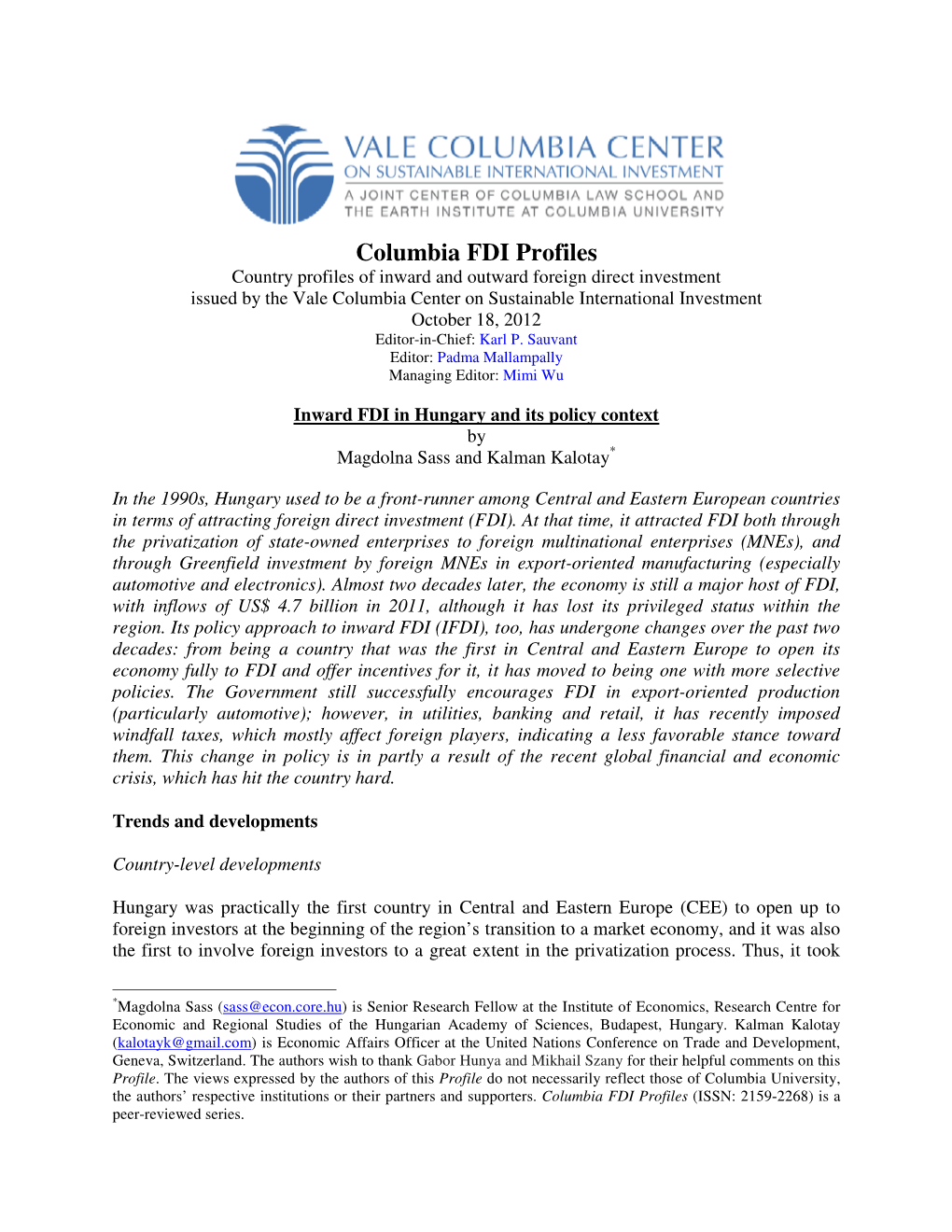 Columbia FDI Profiles