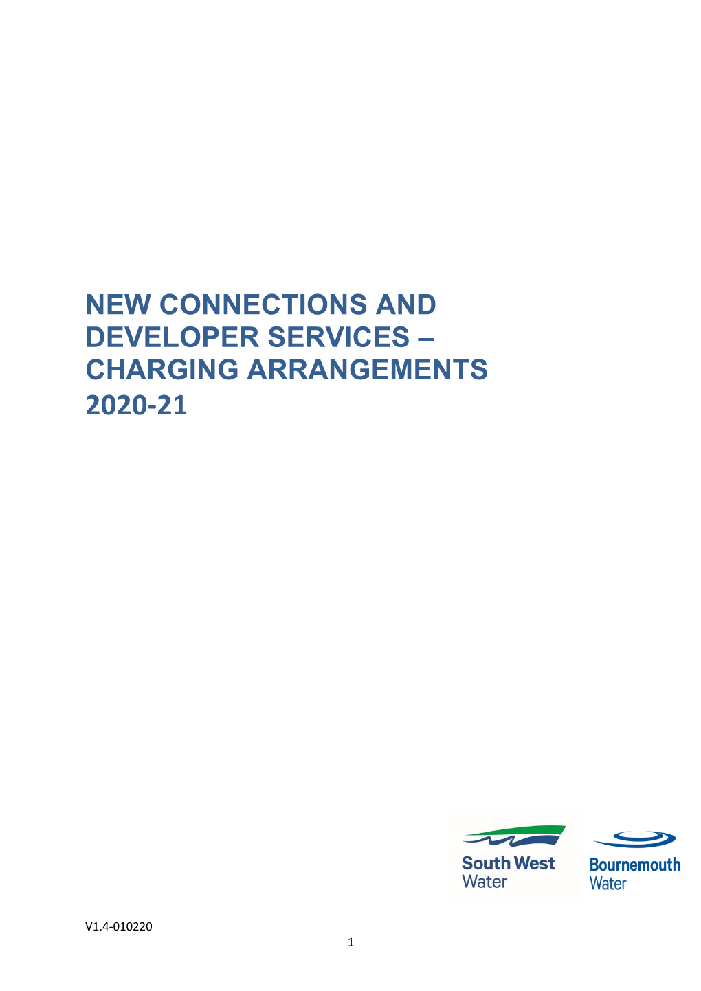 New Connections and Developer Services – Charging Arrangements 2020-21