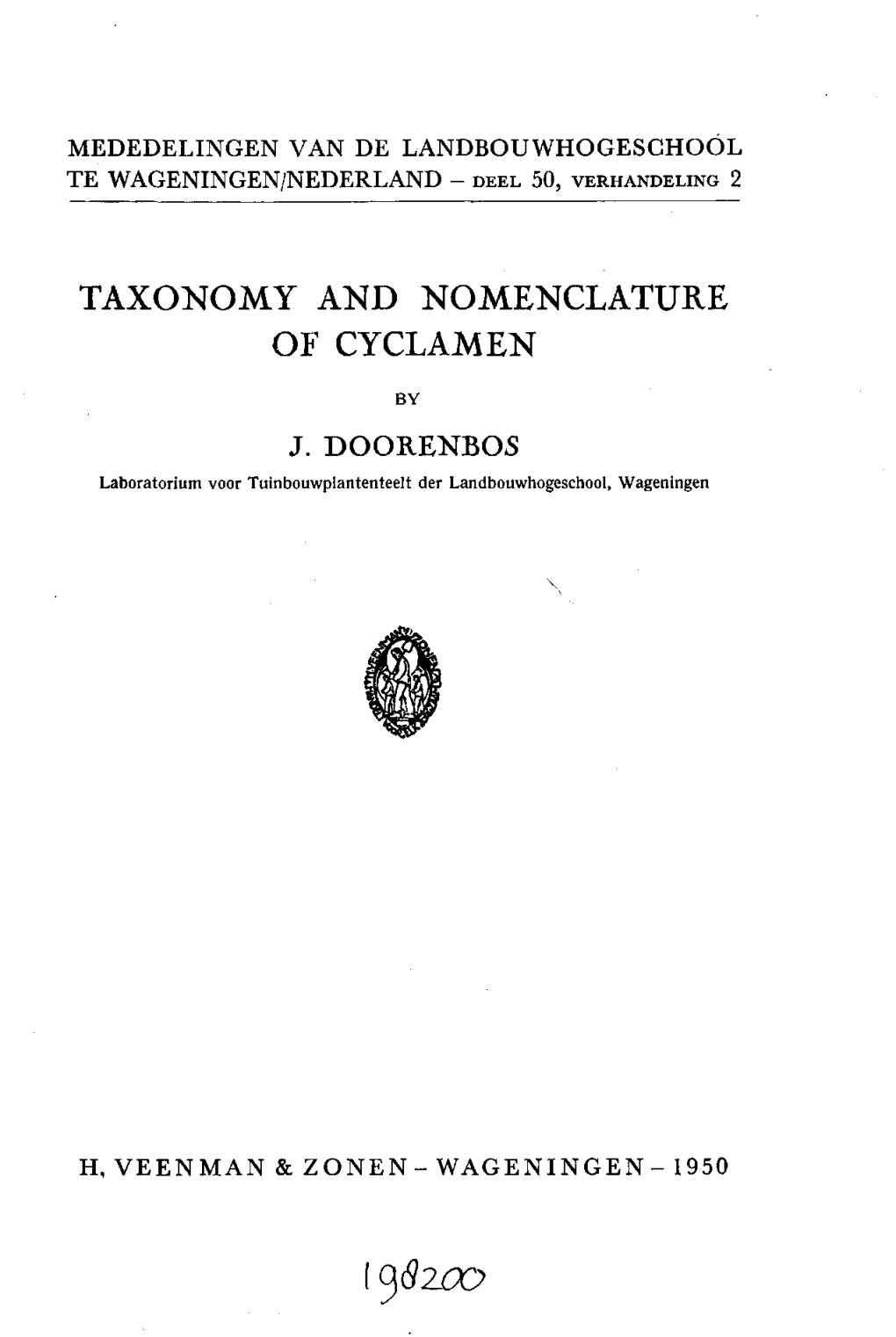 Taxonomy and Nomenclature of Cyclamen