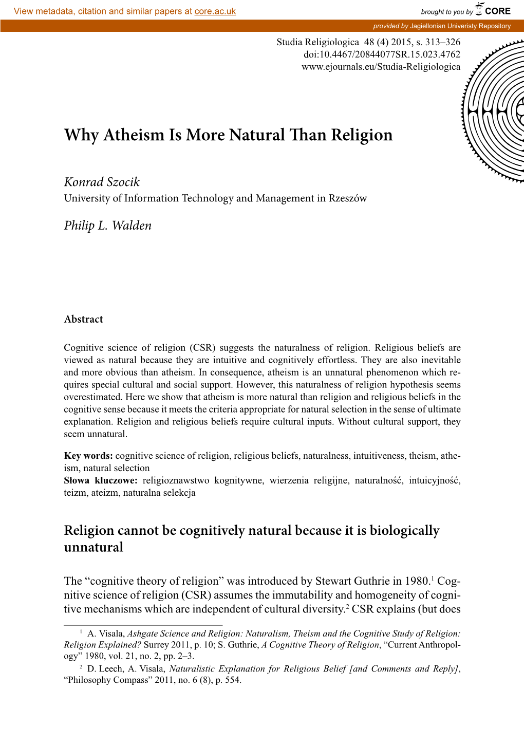 Why Atheism Is More Natural Than Religion