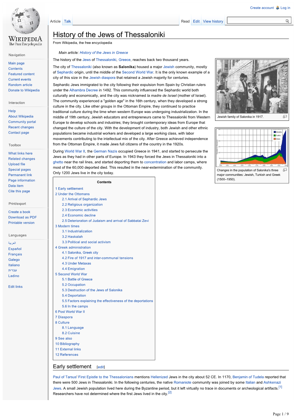 History of the Jews of Thessaloniki from Wikipedia, the Free Encyclopedia