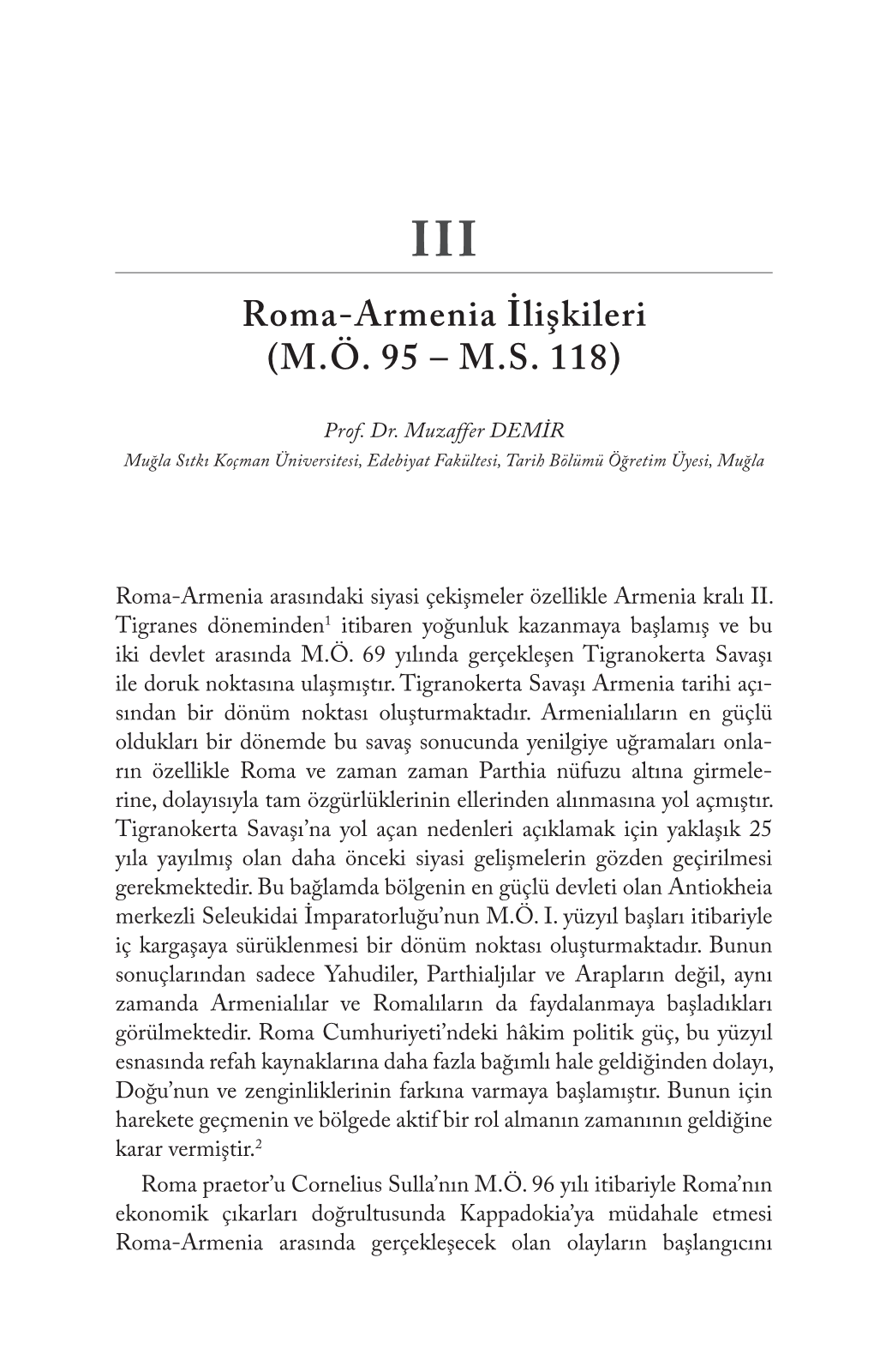 Roma-Armenia İlişkileri (M.Ö. 95 – M.S. 118)