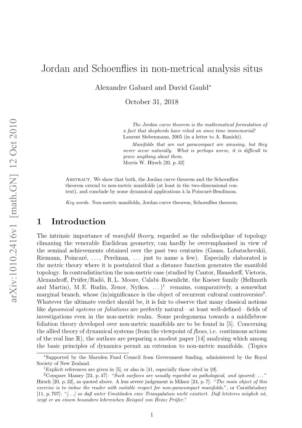 Jordan and Schoenflies in Non-Metrical Analysis Situs