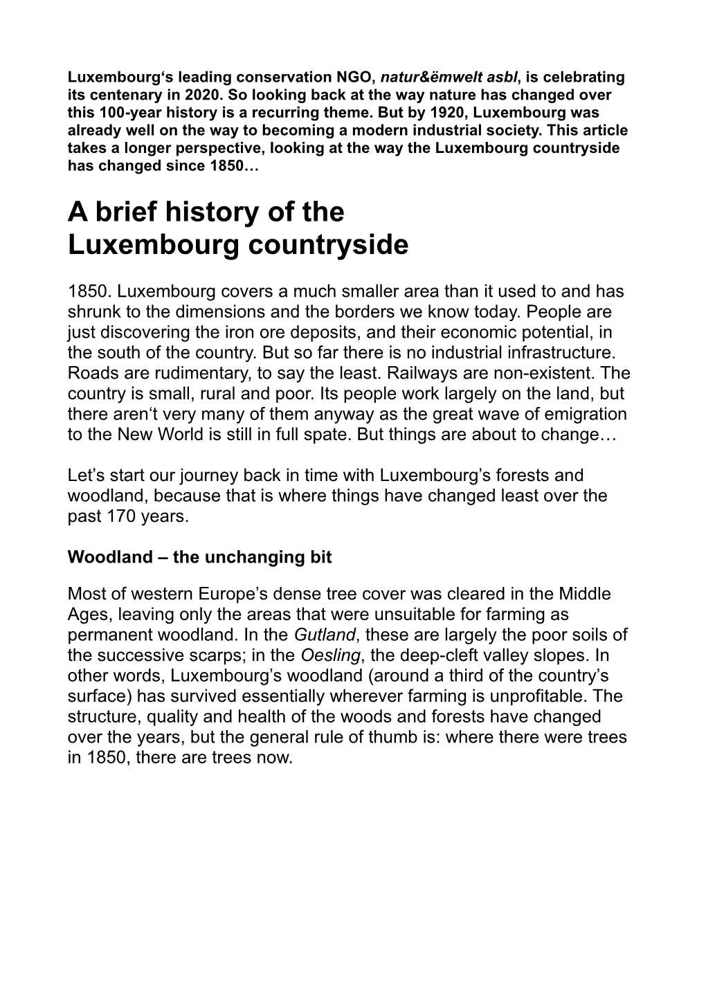 A Brief History of the Luxembourg Countryside